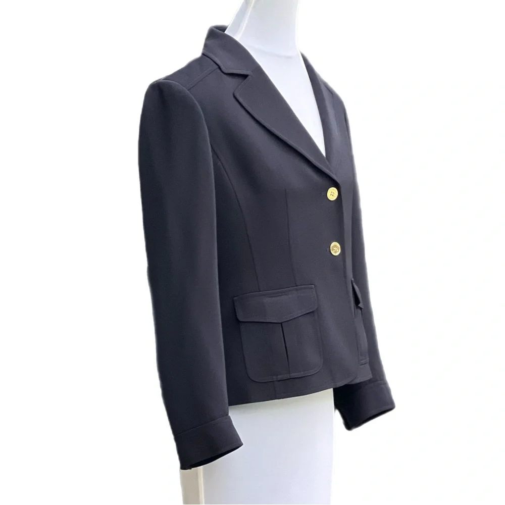 Tahari Arthur S Levine 6P Black Jacket Blazer Gold Excellent Condition